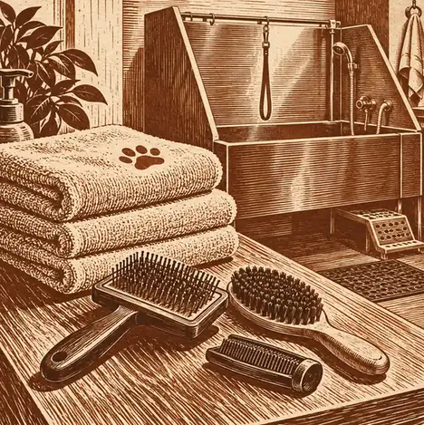 Illustration of pet care businesses equipment and workspace